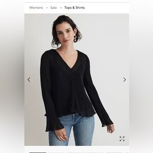Madewell Shear Pleated Flare-Sleeve Top